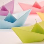 Group of Colorful Origami Boats