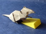 Origami Mouse with its cheese