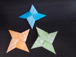 Three different colored Origami Ninja