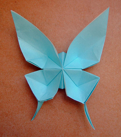 blue origami paper