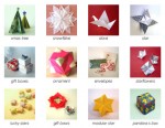 Various christmas origami paper