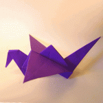 Purple flapping bird origami