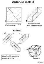 Cube modular origami diagrams