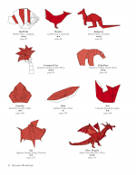 Red origami ancient dragon