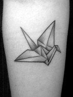 3D origami crane tattoo
