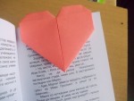 Delightful origami heart bookmark